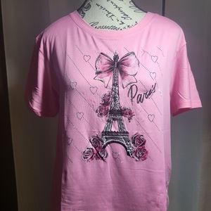 T shirt "paris" dark pink
